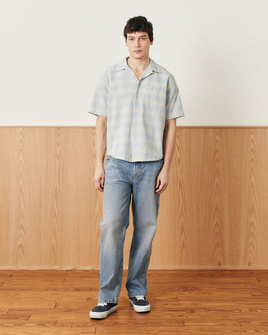 Linen Plaid SS - Light Blue