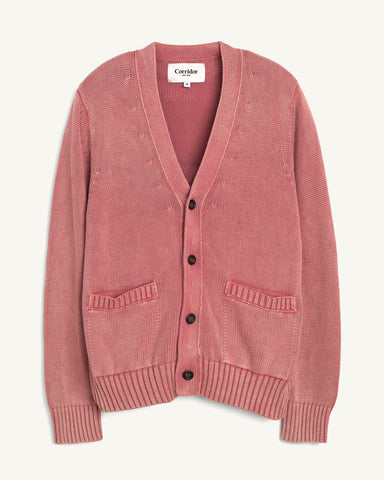 Acid Wash Cardigan - Red