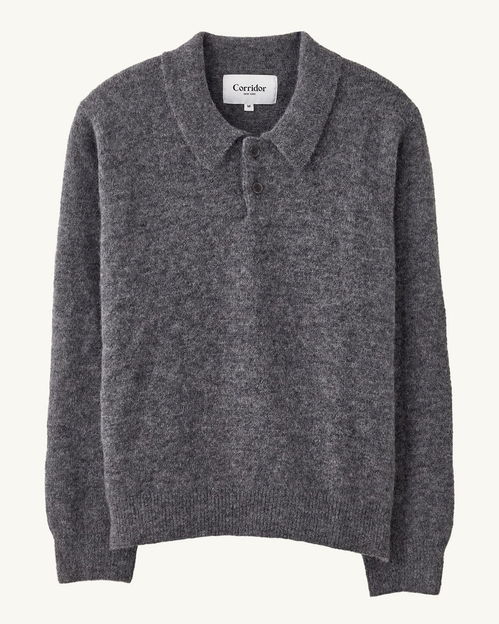 Brushed Alpaca Polo - Charcoal-LS Polo-Alpafina-Corridor