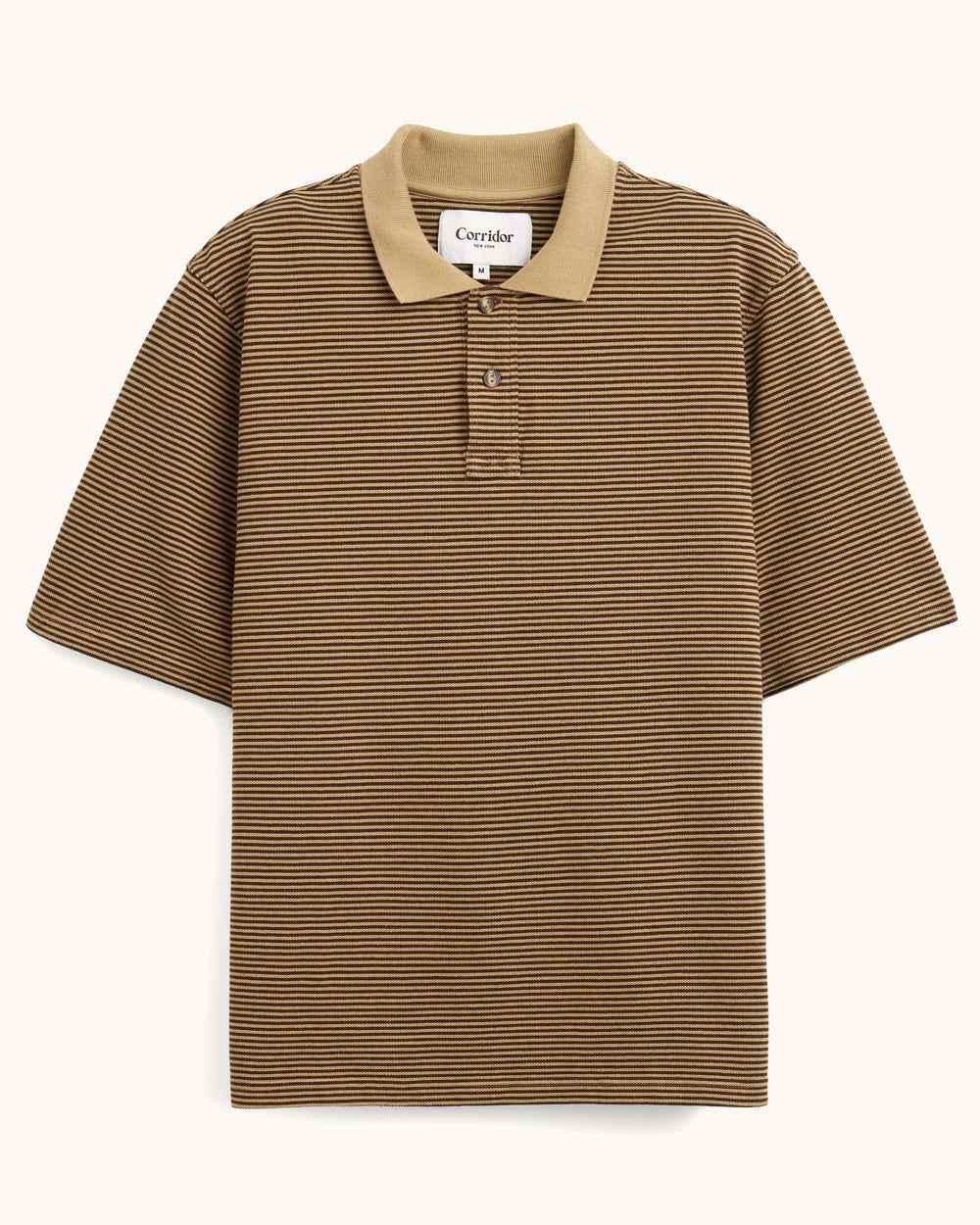 Stripe Pique Polo - Brown-Jersey Polo-Siena-Corridor