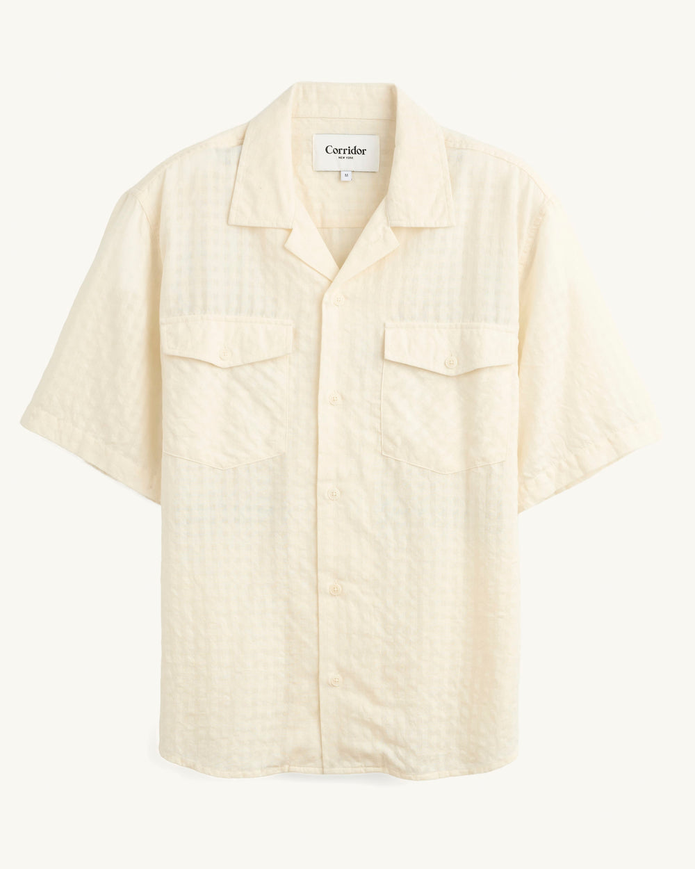 Windowpane Check SS - Natural-Short Sleeve Shirt-Earth Sea Trading-Corridor