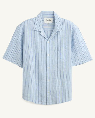 Linen Broadstripe SS - Blue