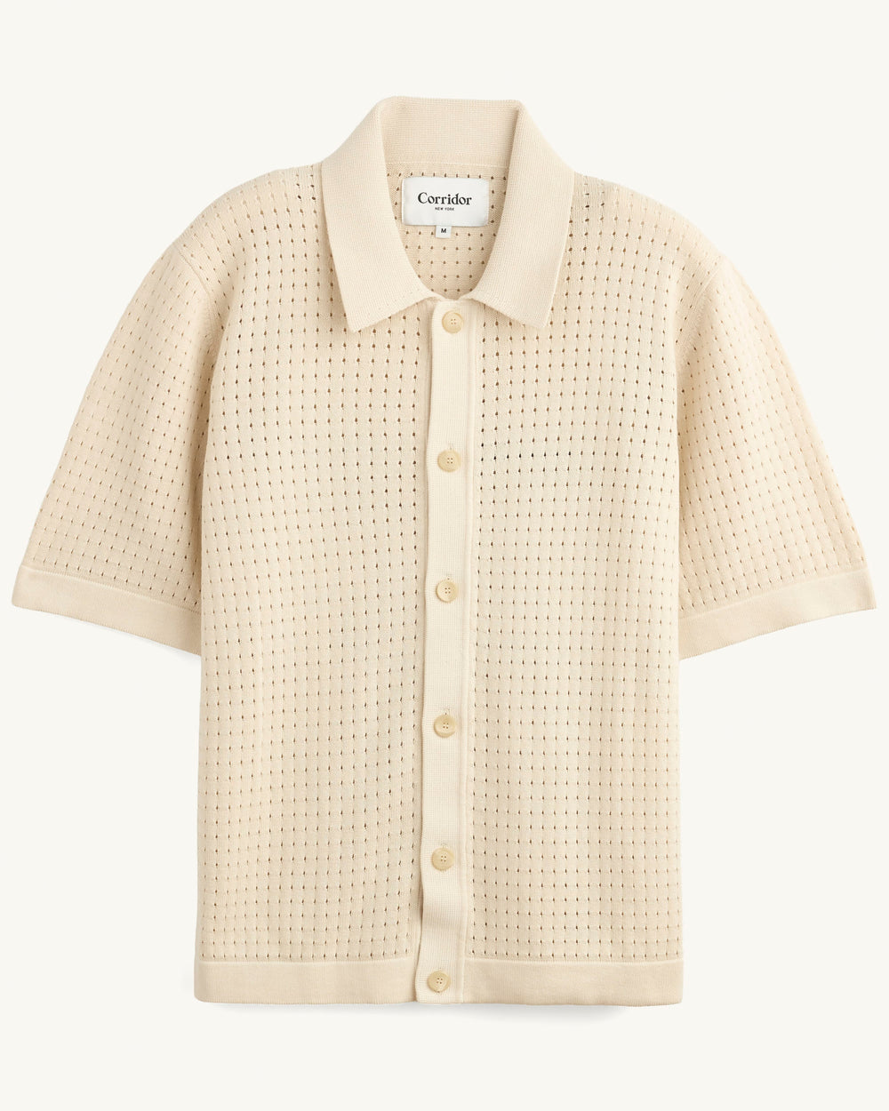 Pointelle Knit Shirt - Natural-Knit Polo-Alpafina-Corridor
