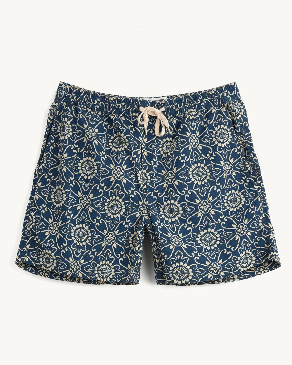 Indigo Sunflower Drawstring Short-Shorts-Original Madras Trading Co. (OMTC)-Corridor