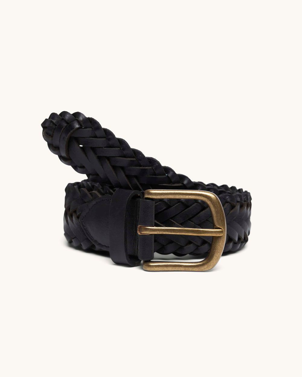 Braided Leather Belt - Black-Accessories-Original Madras Trading Co. (OMTC)-Corridor