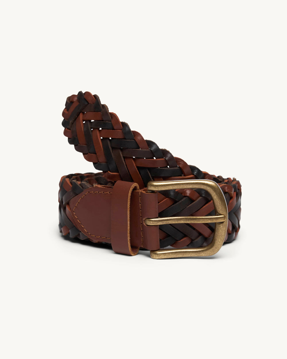 Braided Leather Belt - Brown-Accessories-Original Madras Trading Co. (OMTC)-Corridor