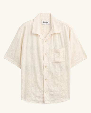 Striped Seersucker SS - White