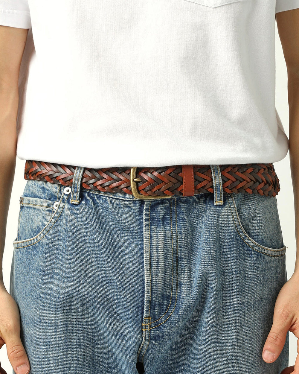 Braided Leather Belt - Brown-Accessories-Corridor-Corridor
