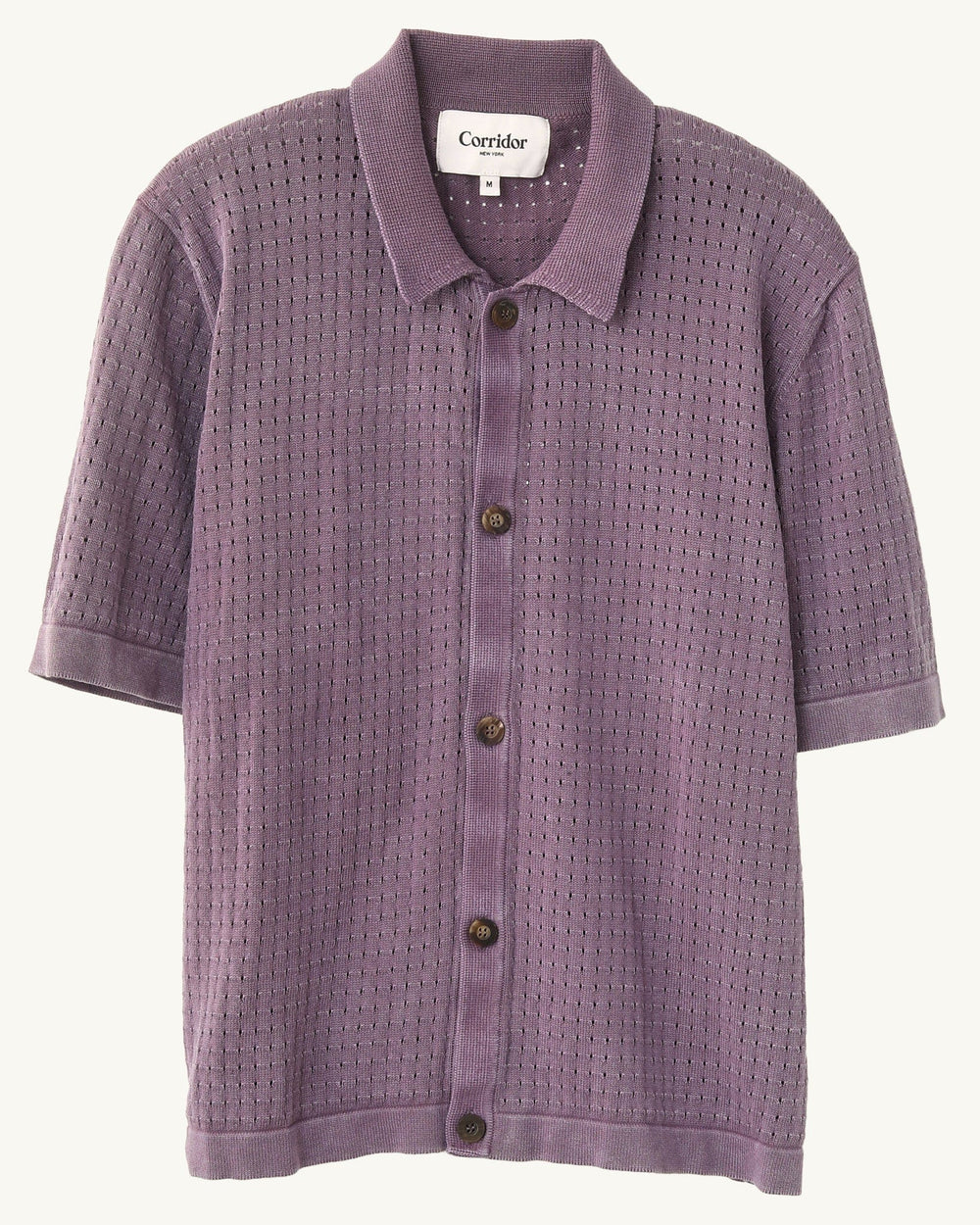 Washed Pointelle Buttondown - Violet-Knit Buttondown-Corridor-Corridor