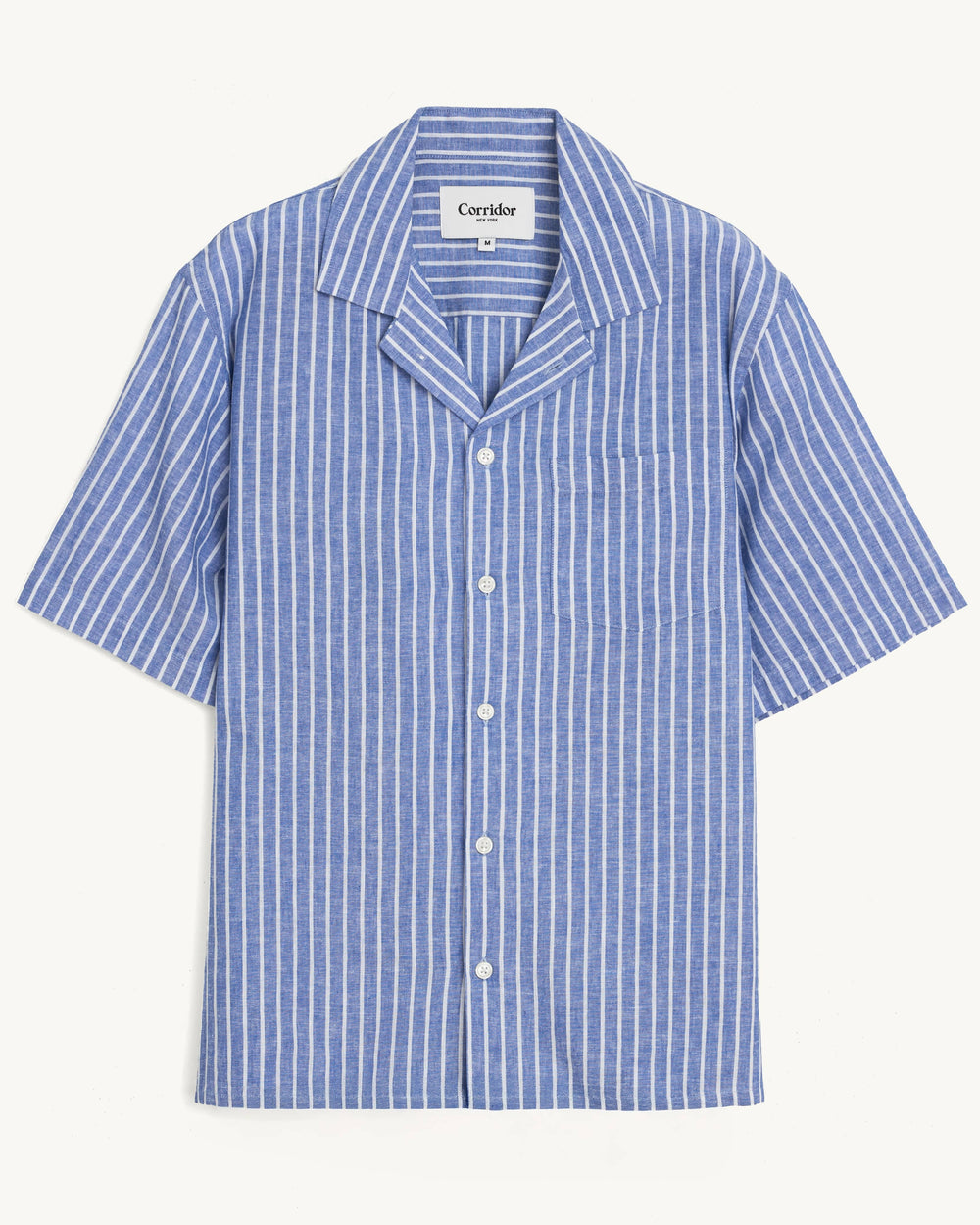 Linen Stripe SS - Blue-SS Camp-Real-Corridor