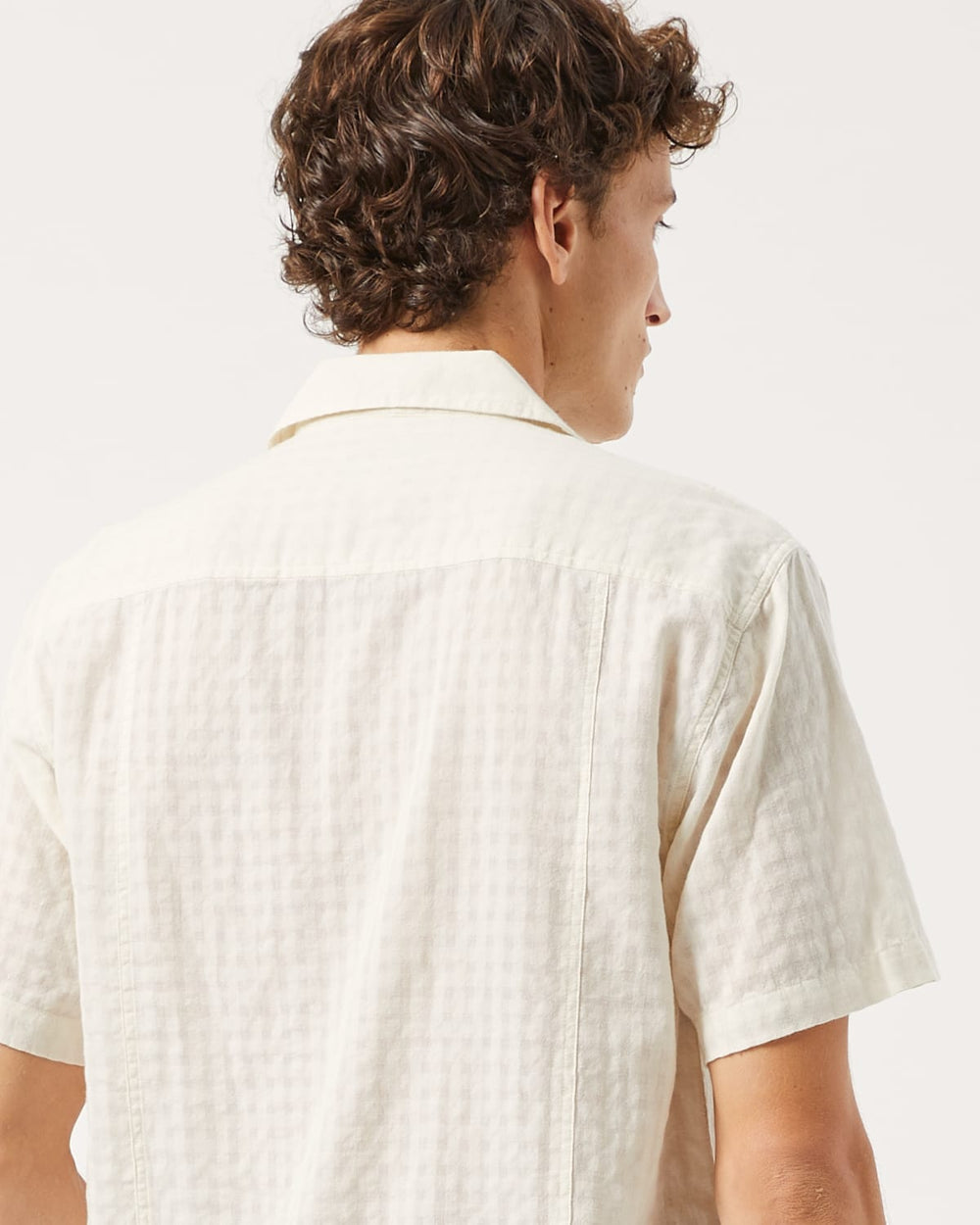 Windowpane Check SS - Natural-Short Sleeve Shirt-Earth Sea Trading-Corridor