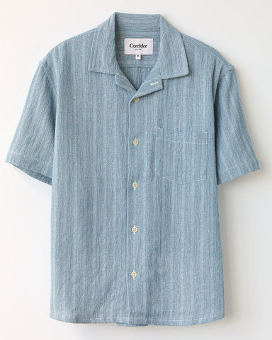 Basket Weave Stripe SS Camp - Blue