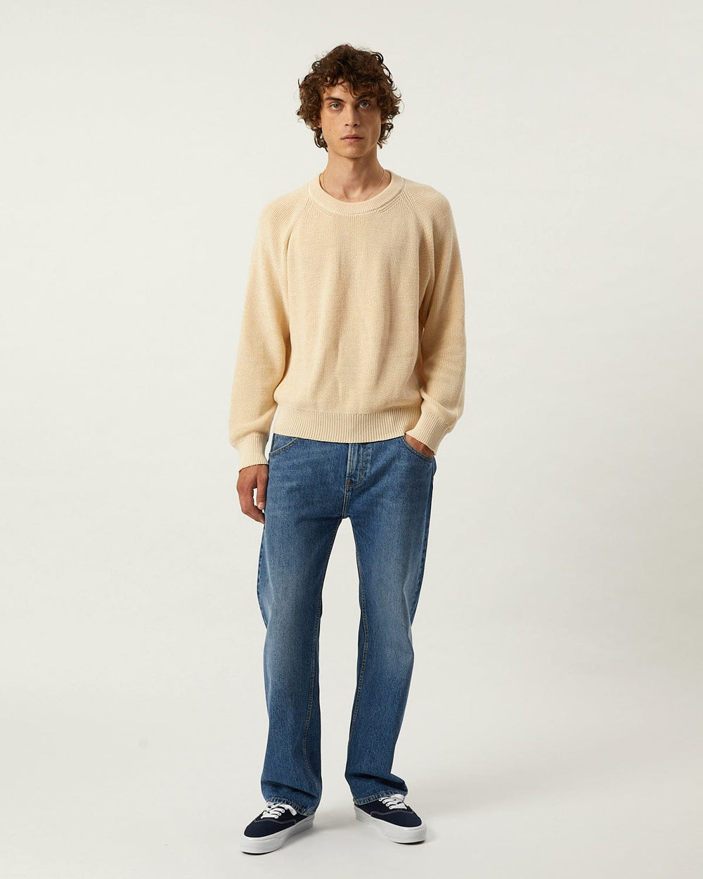 Cotton Crewneck - Natural-Crewneck-Black Q-Corridor
