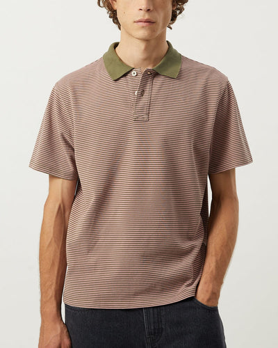 Stripe Pique Polo - Pink-Jersey Polo-Siena-Corridor