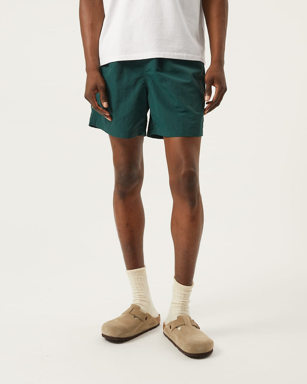 Nylon Drawstring Shorts - Spruce-Draw String Shorts-Black Q-Corridor