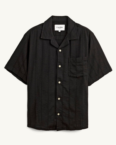 Striped Seersucker SS - Black