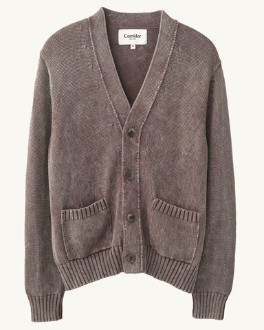 Acid Wash Cardigan - Washed Purple