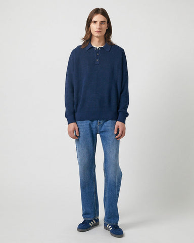 LS Slouchy Polo - Navy