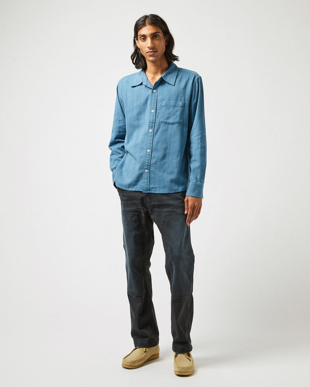 Ripple LS - Blue-Long Sleeve Shirt-Original Madras Trading Co. (OMTC)-Corridor